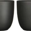 Mica Decorations Plantenpot Tusca - 2x - Zwart - Keramiek - Mat - D19.5/H18.5 Cm