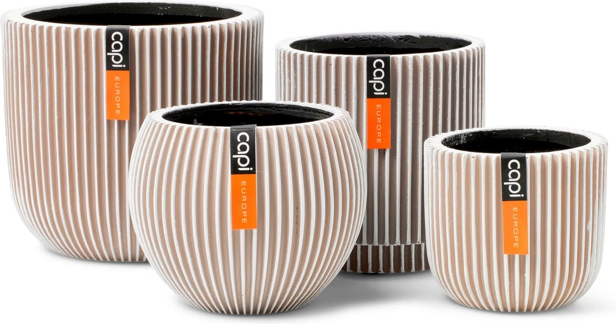 Capi Europe - Set Van 4 - Bloempot Binnen - Groove - - Ivoor - Bloempot Voor Binnen - BOX-BGVI-4 1 Capi Europe - Set Van 4 - Bloempot Binnen - Groove - - Ivoor - Bloempot Voor Binnen - BOX-BGVI-4