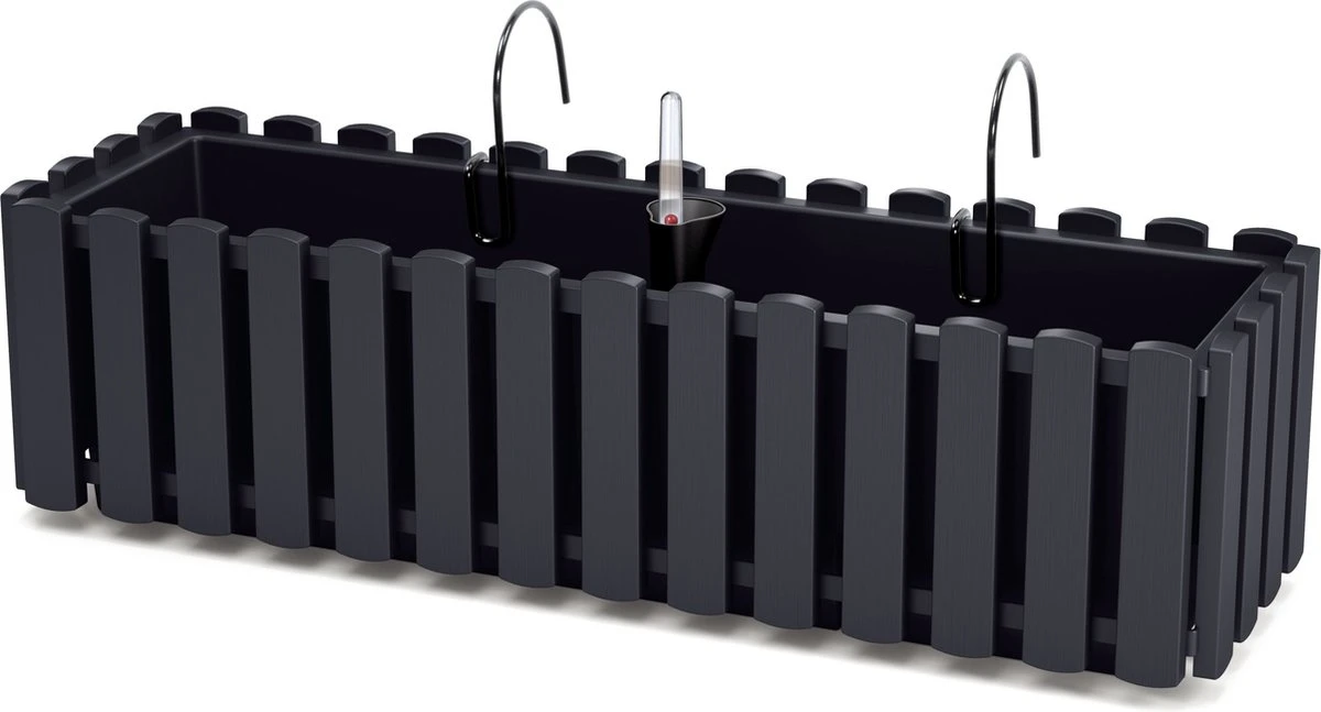 Prosperplast Fence-look Ophang Plantenbak/bloembak Kunststof 58 X 18 X 16 Cm Antraciet Grijs Met Handige Droogtemeter Voor Binnen/buiten 1 Prosperplast Fence-look Ophang Plantenbak/bloembak Kunststof 58 X 18 X 16 Cm Antraciet Grijs Met Handige Droogtemeter Voor Binnen/buiten