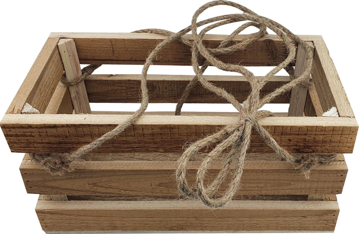 Merkloos Plantenhanger 30x15x15cm | Houten Krat | Handgemaakt | Planten-houder / Hang-plant | Planten Accessoires | Hout | 2 Merkloos Plantenhanger 30x15x15cm | Houten Krat | Handgemaakt | Planten-houder / Hang-plant | Planten Accessoires | Hout | - Afbeelding 2