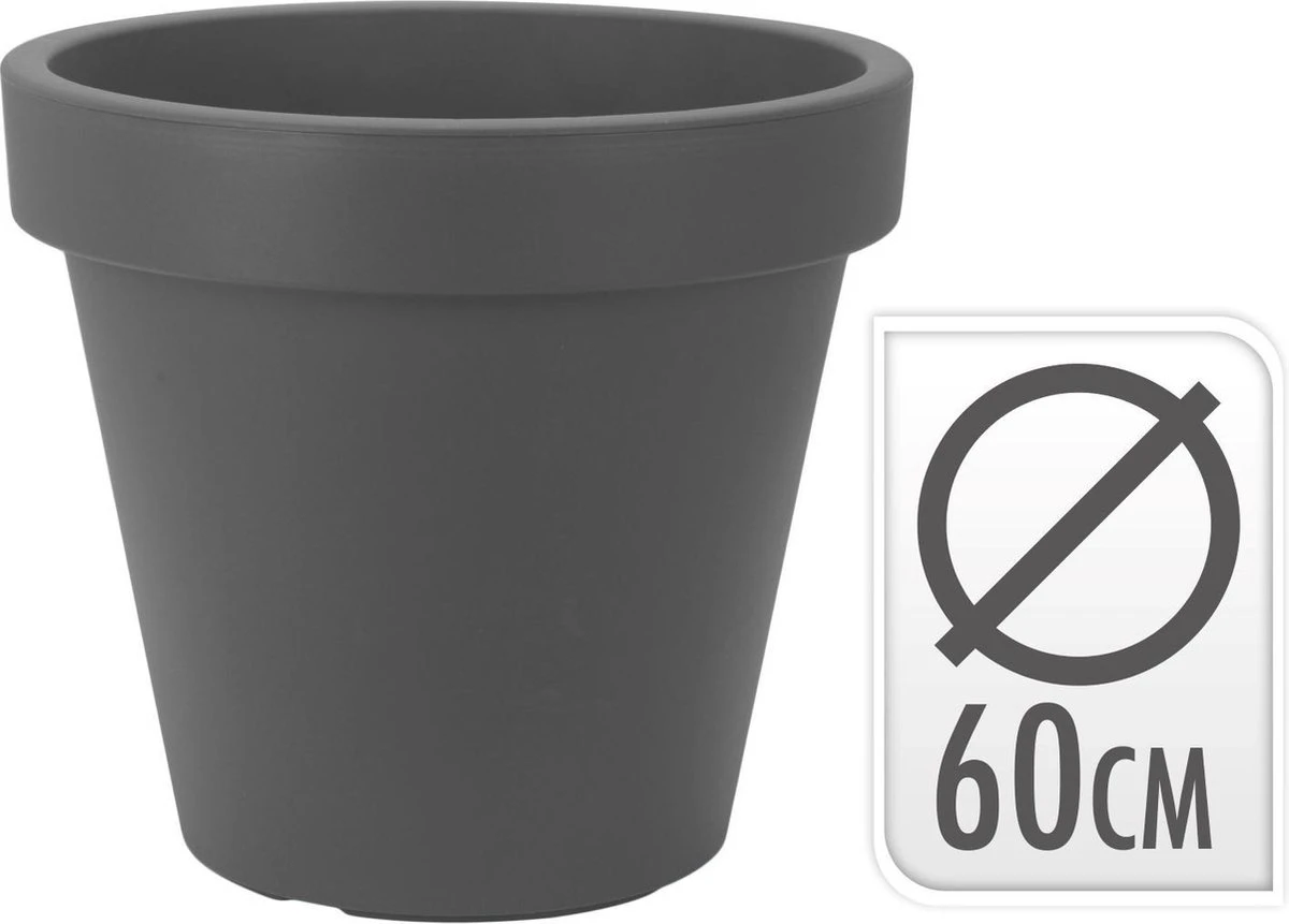 Kunststof Bloempot Antraciet Ø60 Cm - Hoogte 52 Cm 2 Kunststof Bloempot Antraciet Ø60 Cm - Hoogte 52 Cm - Afbeelding 2