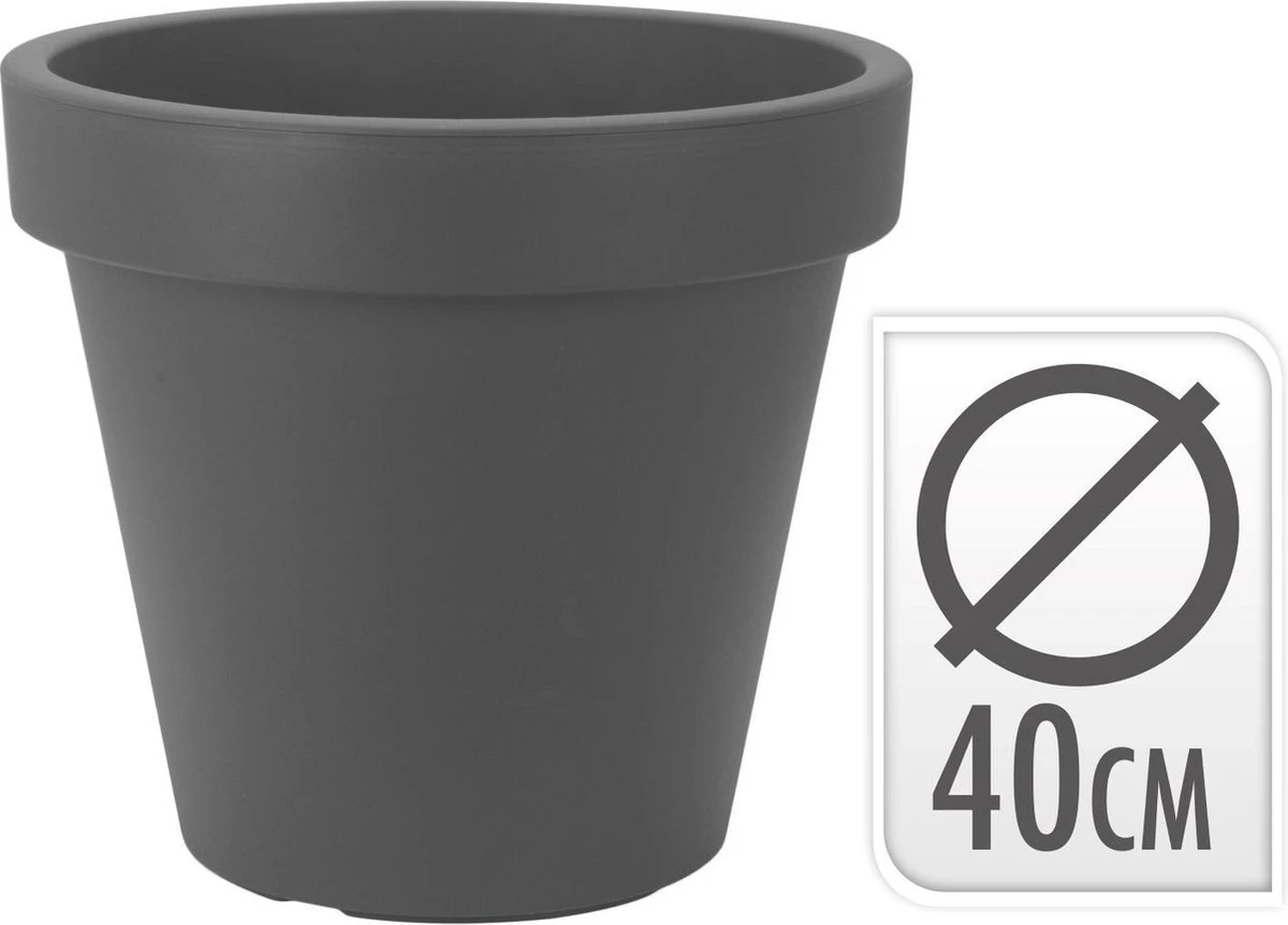 Kunststof Bloempot Antraciet Ø40 Cm - Hoogte 35 Cm 2 Kunststof Bloempot Antraciet Ø40 Cm - Hoogte 35 Cm - Afbeelding 2