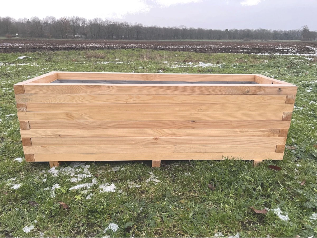 AMISHOUT - Plantenbak Van Balkjes 120x40x40 Cm - Natuural 2 AMISHOUT - Plantenbak Van Balkjes 120x40x40 Cm - Natuural - Afbeelding 2