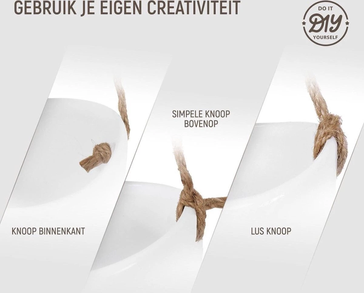 Plantenhanger Keramiek – Set Van 3 – Wit Steen- Hangpot – Hangende Bloempot Plantenpot - 3 Verschillende Koorden - 18 X 11 X 7 Cm 7 Plantenhanger Keramiek – Set Van 3 – Wit Steen- Hangpot – Hangende Bloempot Plantenpot - 3 Verschillende Koorden - 18 X 11 X 7 Cm - Afbeelding 7