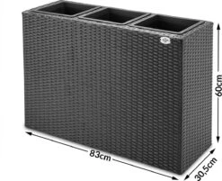 Casaria Staande Plantenbak – Met Waterafvoer 83x30,5x60cm - Zwart -Tuinwinkel Voor Buitenartikelen 1200x976 1
