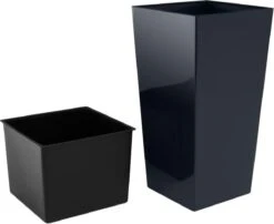 Prosperplast Kunststof Urbi Bloempot/plantenpot Met Binnenpot Antraciet 19 X 19 X 37 Cm - 5/11,4 Liter - Hoge Vierkante Bloempotten -Tuinwinkel Voor Buitenartikelen 1200x980 4