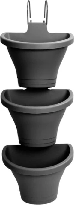 Elho Corsica Vertical Forest 24 - Bloempot Voor Balkonbuiten - Ø 26.7 X H 29.7 Cm - Zwart/Antraciet -Tuinwinkel Voor Buitenartikelen 436x1200