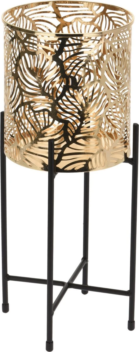 Set Van 2x Stuks Plantenpotten Goud Op Metalen Standaard 35 Cm En 45 Cm Hoogte 2 Set Van 2x Stuks Plantenpotten Goud Op Metalen Standaard 35 Cm En 45 Cm Hoogte - Afbeelding 2