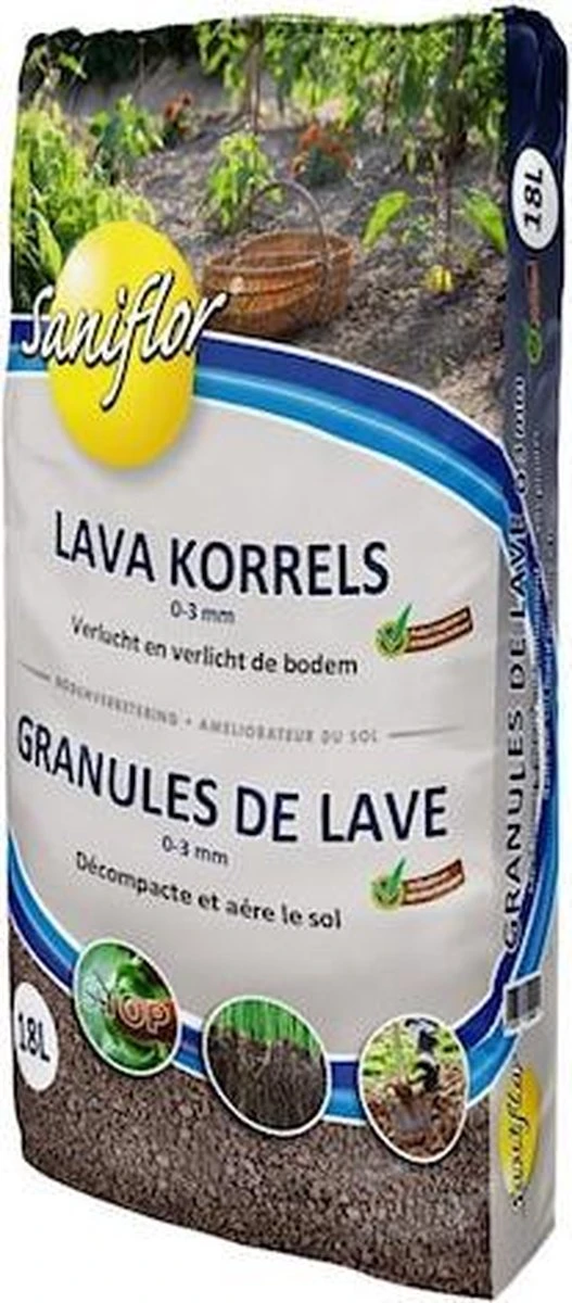 Lava Lavagruis Lavakorrel 18L (+- 20 Kg) Grof Lavameel (korrel) 0-3mm - Bodemverbeteraar 1 Lava Lavagruis Lavakorrel 18L (+- 20 Kg) Grof Lavameel (korrel) 0-3mm - Bodemverbeteraar