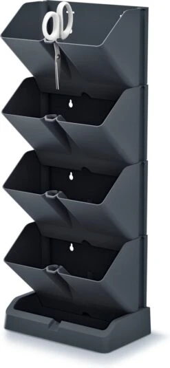 Prosperplast Verticale Kruidentuin Kunststof - Staand/hangend - Modulair - Antraciet Grijs - L 20 X B 11 X H 48 Cm - Incl. Kruidenschaar