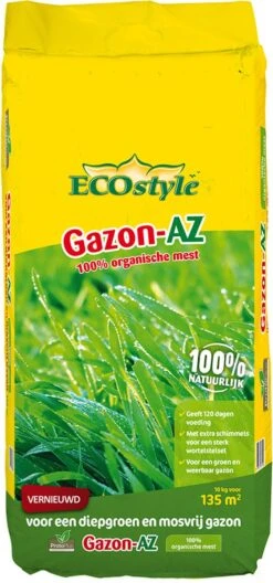 ECOstyle Gazon AZ Organische Gazonmest – Voor Diepgroen En Sterk Gazon – Geeft Tot 120 Dagen Voeding – Werkt Tegen Mos - 135 M² - 10 KG -Tuinwinkel Voor Buitenartikelen 561x1200 1