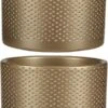 2x Stuks Bloempot In Kleur Relief Goud Keramiek Voor Kamerplant H12.5 X D13.5 Cm- Plantenpotten Binnen