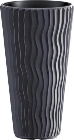 Bloempot Buiten Hoog Rond Sandy Slim 40cm ANTRACIET Prosperplast