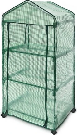 Relaxdays Kas Met Wielen - Tuinkas 3 Etages - Broeikas Kweekkas Tuin / Balkon 130 Cm Hoog - PE -Tuinwinkel Voor Buitenartikelen 681x1200