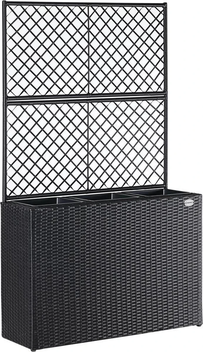 Casaria Polyrattan Plantenbak - Met Klimoprek - 3 Bakken Zwart 1 Casaria Polyrattan Plantenbak - Met Klimoprek - 3 Bakken Zwart