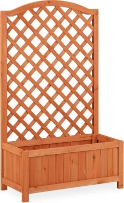 Relaxdays Plantenbak Met Klimrek - Bloembak Trellis - Rankhulp Hout - Voor Klimplanten -Tuinwinkel Voor Buitenartikelen 734x1200