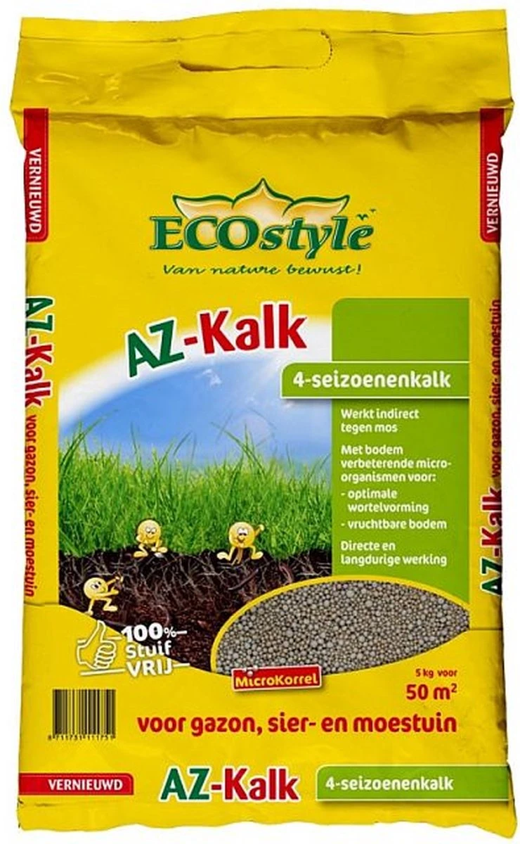 ECOstyle AZ Kalk Micro Korrel – Voor Gazon, Sier- En Moestuin - Corrigeert Zuurgraad Direct En Langdurig - Werkt Tegen Mos - CO2-Neutraal – 70 M² - 5 KG 10 ECOstyle AZ Kalk Micro Korrel – Voor Gazon, Sier- En Moestuin - Corrigeert Zuurgraad Direct En Langdurig - Werkt Tegen Mos - CO2-Neutraal – 70 M² - 5 KG - Afbeelding 10