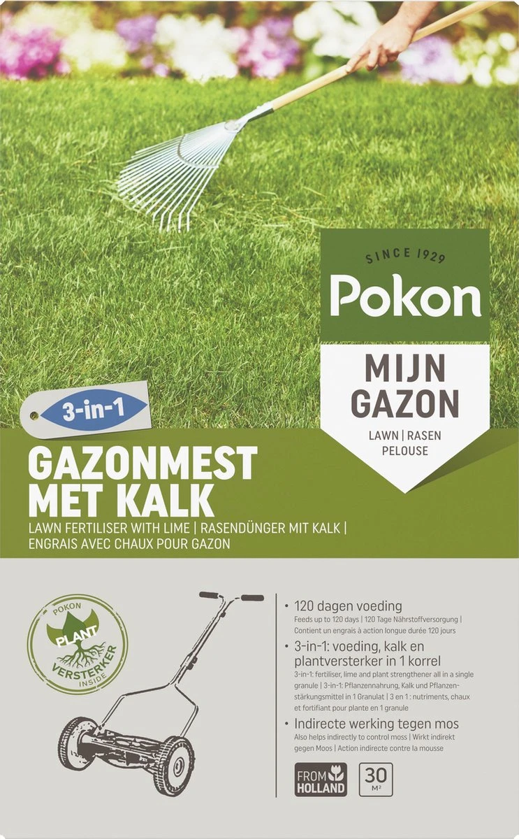 Pokon Gazonmest Met Kalk - 2kg - Mest - Geschikt Voor 30m² - 120 Dagen Voeding 1 Pokon Gazonmest Met Kalk - 2kg - Mest - Geschikt Voor 30m² - 120 Dagen Voeding