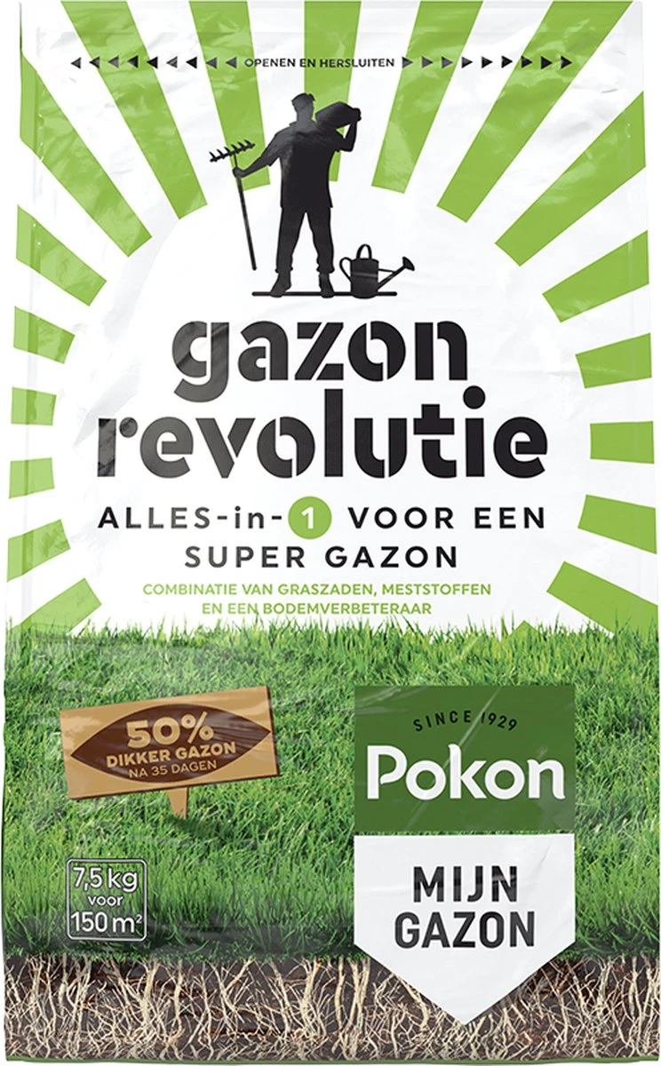 Pokon Gazon Revolutie - 7,5kg - Gazonmest / Graszaad / Bodemverbeteraar - Geschikt Voor 150m² - Binnen 15 Dagen Resultaat 5 Pokon Gazon Revolutie - 7,5kg - Gazonmest / Graszaad / Bodemverbeteraar - Geschikt Voor 150m² - Binnen 15 Dagen Resultaat - Afbeelding 5