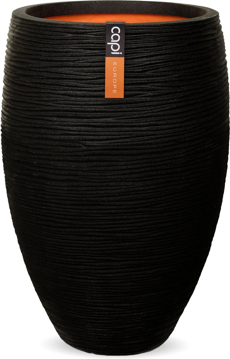 Capi Europe - Vaas Elegant Deluxe Rib NL - 40x60 - Zwart - Voor Binnen En Buiten - KBLR1131 1 Capi Europe - Vaas Elegant Deluxe Rib NL - 40x60 - Zwart - Voor Binnen En Buiten - KBLR1131