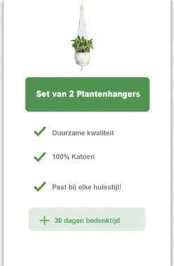 Merkloos Plantenhanger Macramé - Luxe Gevlochten Touw Katoen - 2 Stuks - Plantenpot Ophangen -Tuinwinkel Voor Buitenartikelen 786x1200 2