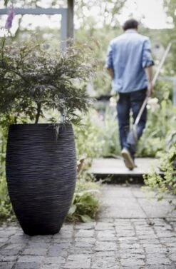 Capi Europe - Vaas Elegant Deluxe Rib NL - 56x84 - Zwart - Voor Binnen En Buiten - KBLR1132 -Tuinwinkel Voor Buitenartikelen 786x1200