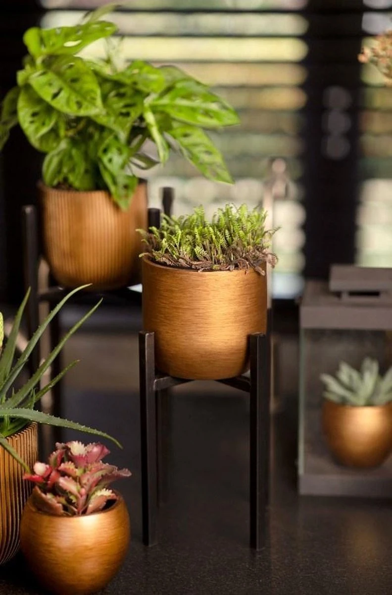 Capi Europe - Bloempot Bol Retro - 23x21 - Goud - Bloempot Voor Binnen - BRTG134 7 Capi Europe - Bloempot Bol Retro - 23x21 - Goud - Bloempot Voor Binnen - BRTG134 - Afbeelding 7