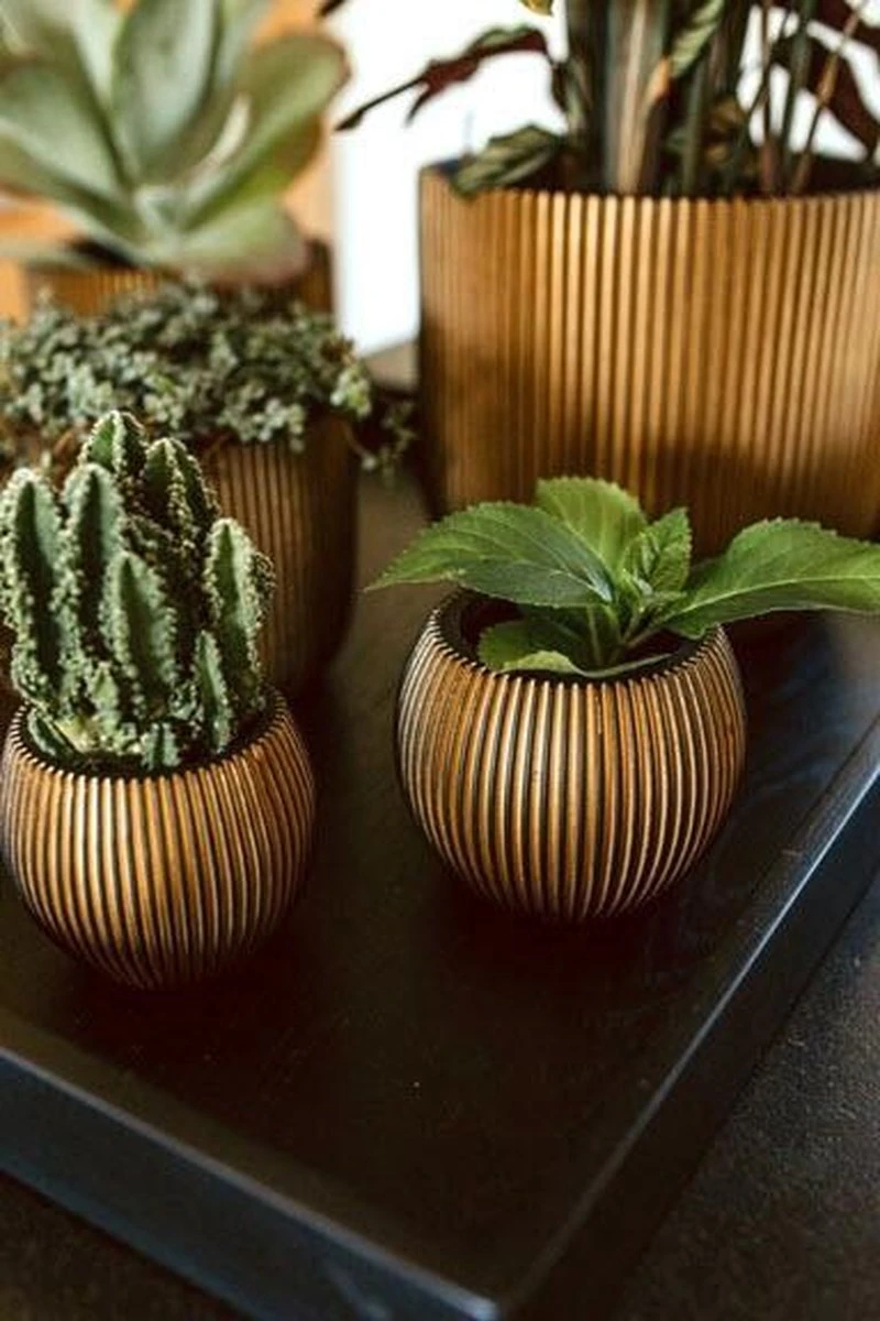 Capi Europe - Vaas Bol Groove XL - 63x51 - Goud - Bloempot Voor Binnen - Opening ⌀42 - GVGB271 2 Capi Europe - Vaas Bol Groove XL - 63x51 - Goud - Bloempot Voor Binnen - Opening ⌀42 - GVGB271 - Afbeelding 2