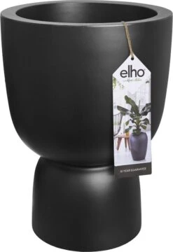 Elho Pure Coupe 35 - Bloempot Voor Binnen & Buiten - Ø 34.9 X H 49.0 Cm - Zwart/Zwart