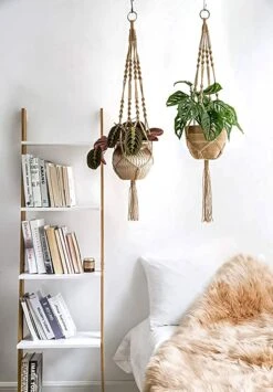 4 Stuks Luxe Jute Plantenhangers - Boho Handgeweven Katoen Hangpot Voor Binnen/Buiten - Hangende Bloempot Met Kralen - Macramé Touw/Koord Hangplant Houder - Bohemian Wandhanger Decoratie - Plant Hanger - Verticale Tuin Bloempothouder Planthanger -Tuinwinkel Voor Buitenartikelen 836x1200 2