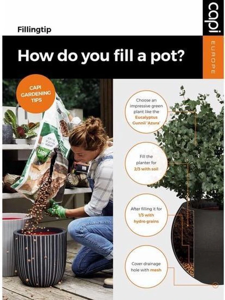 Capi Europe - Bloempot Bol Rib NL - 35x34 - Zwart - Voor Binnen En Buiten - KBLR932 13 Capi Europe - Bloempot Bol Rib NL - 35x34 - Zwart - Voor Binnen En Buiten - KBLR932 - Afbeelding 13