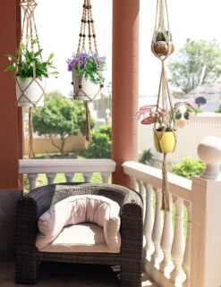 4 Stuks Luxe Jute Plantenhangers - Boho Handgeweven Katoen Hangpot Voor Binnen/Buiten - Hangende Bloempot Met Kralen - Macramé Touw/Koord Hangplant Houder - Bohemian Wandhanger Decoratie - Plant Hanger - Verticale Tuin Bloempothouder Planthanger -Tuinwinkel Voor Buitenartikelen 923x1200 4