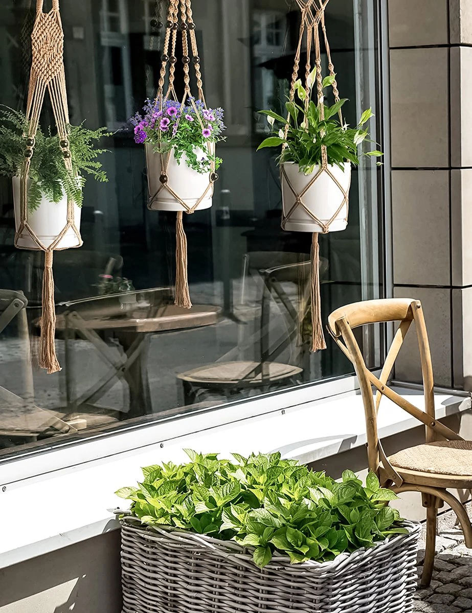 5 Stuks Jute Macrame Plantenhangers - Boho Handgeweven Katoen Hangpot Voor Binnen/Buiten - Hangende Bloempot Met Kralen - Macramé Touw/Koord Hangplant Houder - Bohemian Wandhanger Decoratie - Plant Hanger - Verticale Tuin Bloempothouder Planthanger 5 5 Stuks Jute Macrame Plantenhangers - Boho Handgeweven Katoen Hangpot Voor Binnen/Buiten - Hangende Bloempot Met Kralen - Macramé Touw/Koord Hangplant Houder - Bohemian Wandhanger Decoratie - Plant Hanger - Verticale Tuin Bloempothouder Planthanger - Afbeelding 5