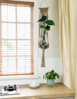 5 Stuks Luxe Jute Plantenhangers - Boho Handgeweven Katoen Hangpot Voor Binnen/Buiten - Hangende Bloempot Met Kralen - Macramé Touw/Koord Hangplant Houder - Bohemian Wandhanger Decoratie - Plant Hanger - Verticale Tuin Bloempothouder Planthanger -Tuinwinkel Voor Buitenartikelen 938x1200 3